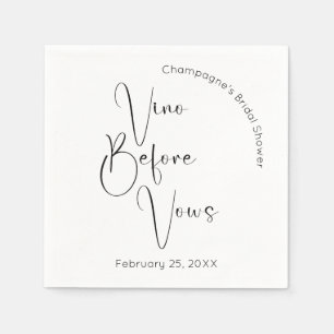 Modern Script Bridal Shower Vino Before Vows Napkin