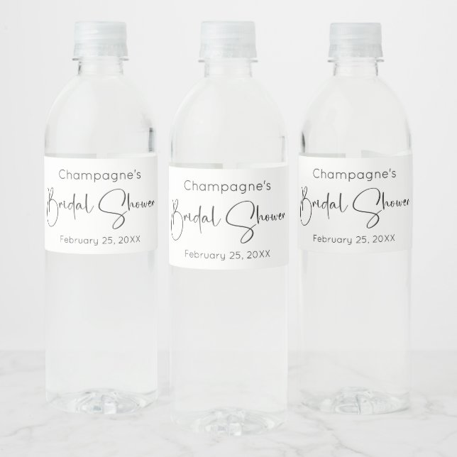 Modern Script Bridal Shower Water Bottle Label (Bottles)