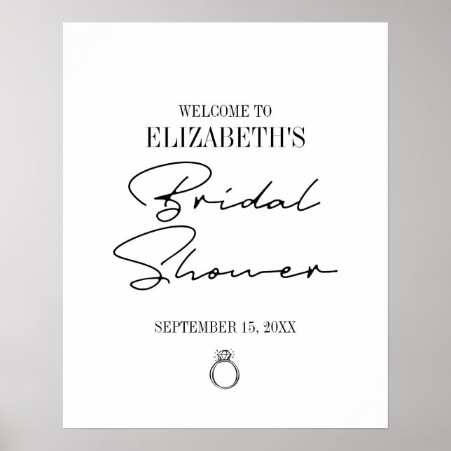 Modern Script Bridal Shower Welcome Poster (Front)