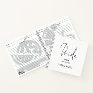 Modern Script Bride Name Date Recipe Notebook