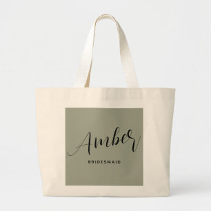 Modern Script Bridesmaid Name Large Tote Bag.