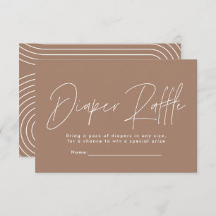 modern script brown baby shower diaper raffle thank you card