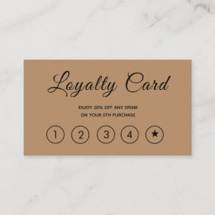 Modern Script Brown Simple Loyalty Card