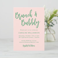 Modern Script Brunch Bubbly Shower Pink Green