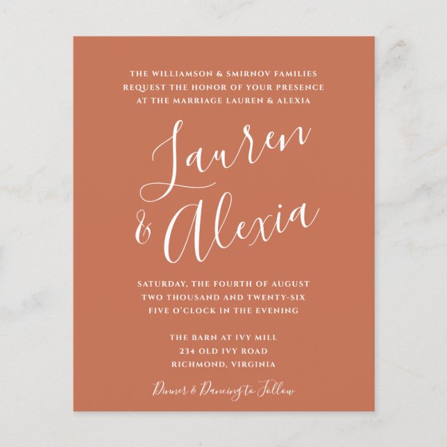 Modern Script Budget Photo Wedding Invitation (Front)