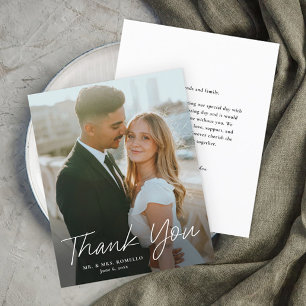 Modern Script Budget Photo Wedding Thank You Card
