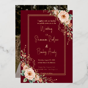 Modern Script Burgundy and blush floral wedding 