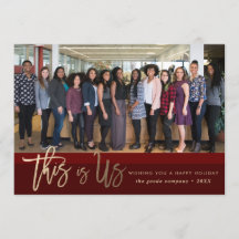 Modern Script | Burgundy Holiday Photo Card