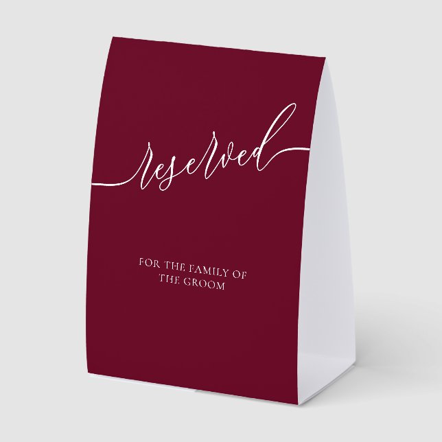 Modern Script Burgundy Reserved for groom family (Front)