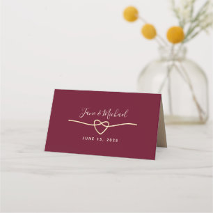 Modern Script Burgundy Wedding Place Card