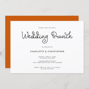 Modern Script Burnt Orange Post Wedding Brunch Invitation