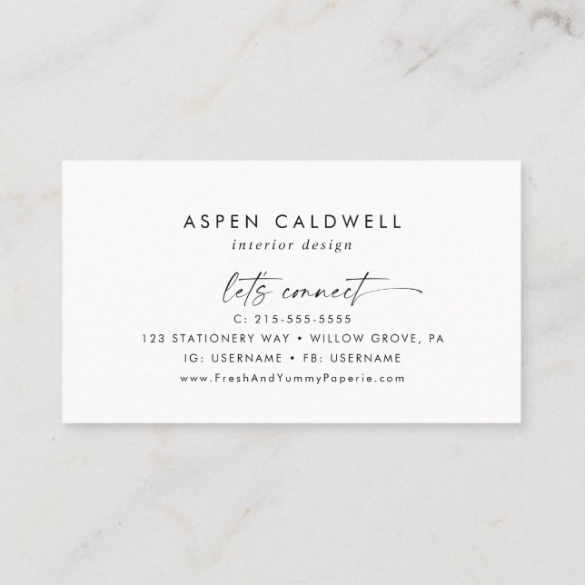 Modern Script Business Card (Back)