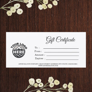 Modern Script Business Gift Certificate with Logo