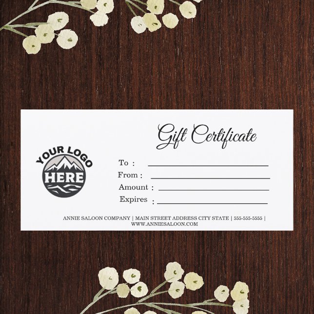 Modern Script Business Gift Certificate with Logo  (Creator Uploaded)