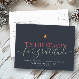 Modern Script Business Gratitude Corporate Logo Holiday Postcard
