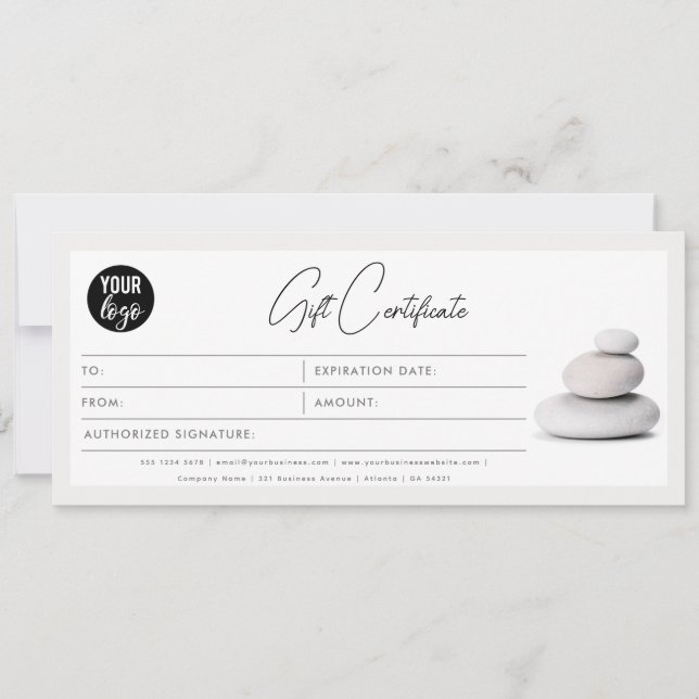 Modern Script Business Logo Gift Certificate (Front)