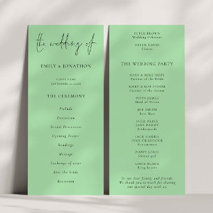 Modern Script Caledon Green Wedding Program Invitation
