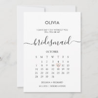 Modern Script Calendar Bridesmaid Proposal