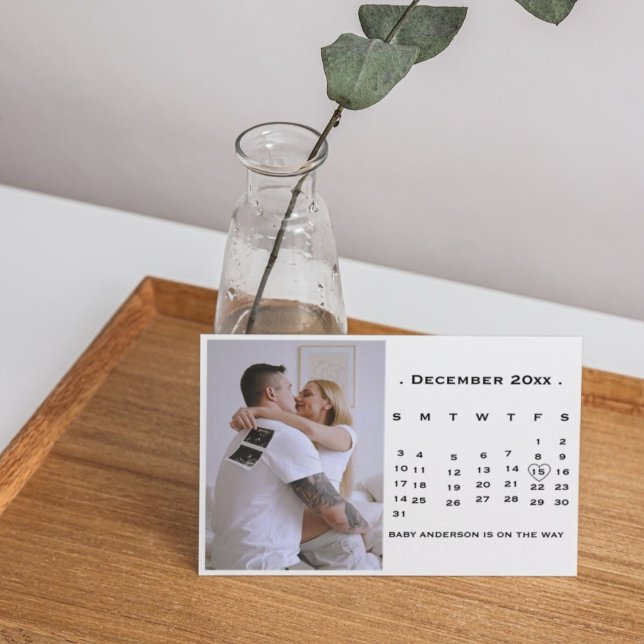 Modern Script Calendar Pregnancy announcemen Announcement (Creator Uploaded)