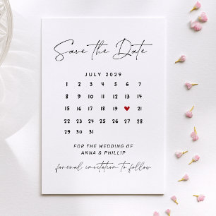 Modern Script Calendar Wedding Save the Date Invitation