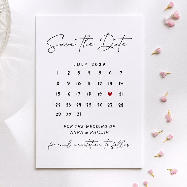 Modern Script Calendar Wedding Save the Date Invitation (Creator Uploaded)