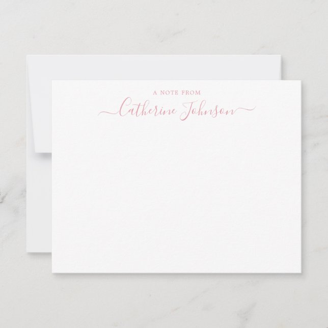Modern Script Calligraphy A Note From Blush Pink Card (Front)