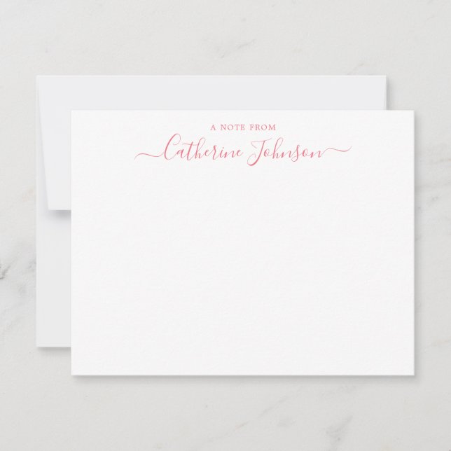 Modern Script Calligraphy A Note From Bright Pink Card (Front)