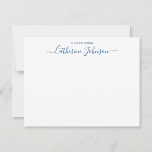 Modern Script Calligraphy A Note From Navy Blue Card