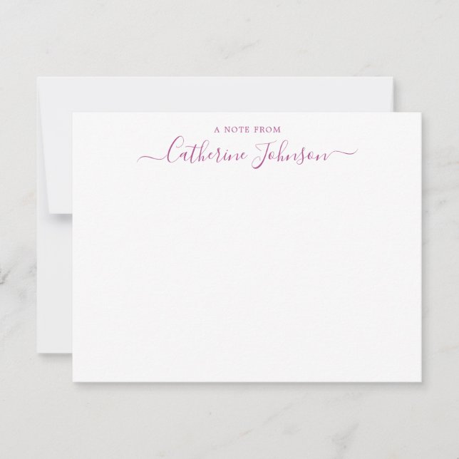 Modern Script Calligraphy A Note From Plum Purple Card (Front)