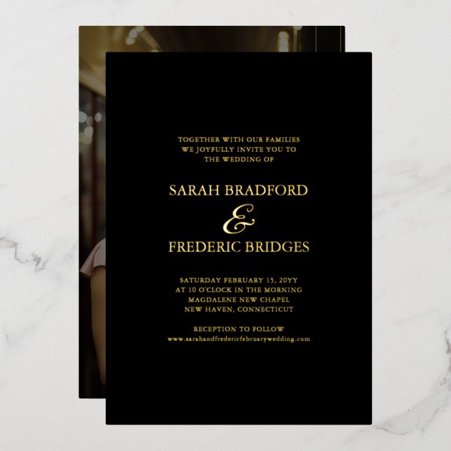 Modern Script Calligraphy Black Photo Wedding (Front/Back)