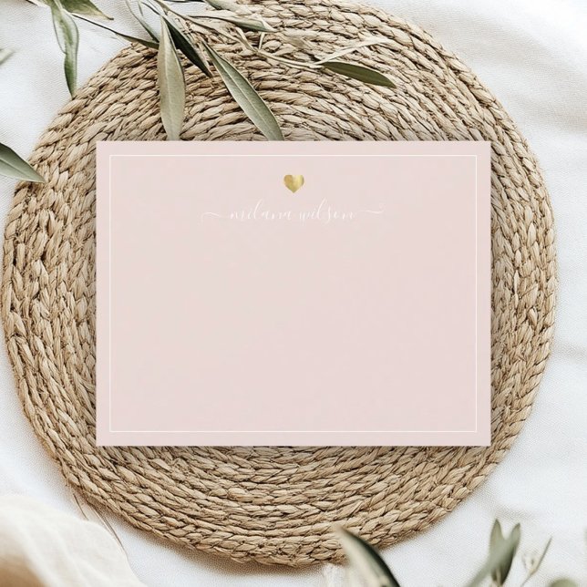 Modern Script Calligraphy Gold Heart Chic Girly Card (Creator Uploaded)