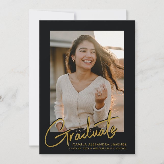 MODERN SCRIPT CALLIGRAPHY GRADUATE | GRADUATION ANNOUNCEMENT (Front)