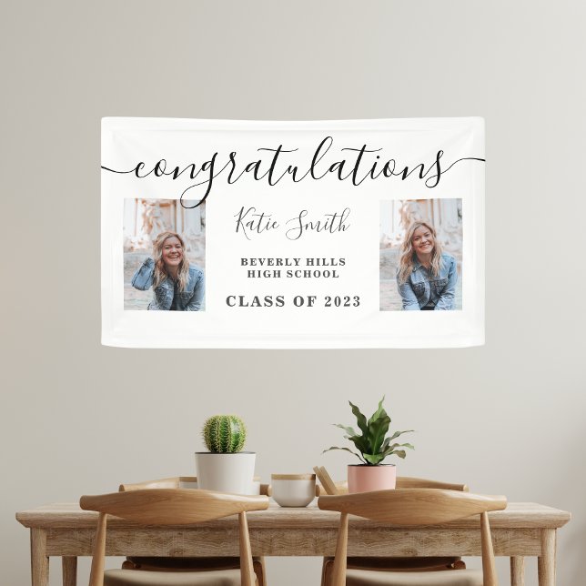 Modern Script Calligraphy Graduation 2 Photo  Banner (Creator Uploaded)