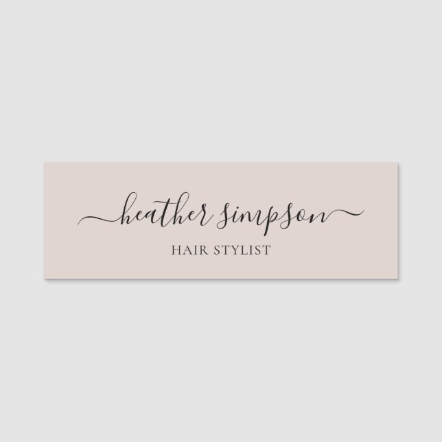 Modern Script Calligraphy Minimalist Name Tag (Front)