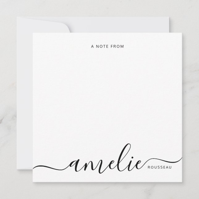 Modern Script Calligraphy Monogram Blush Pink Card (Front)