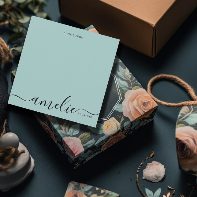 Modern Script Calligraphy Monogram Mint Green Card (Creator Uploaded)