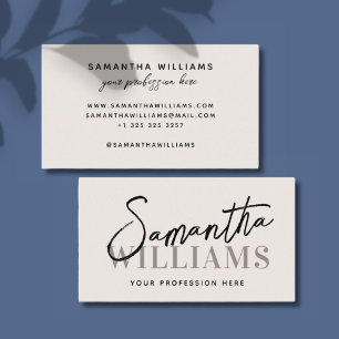 Modern script calligraphy name elegant feminine business card