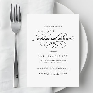 Modern Script Calligraphy Rehearsal Dinner Invitation