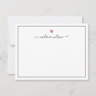 Modern Script Calligraphy Rose Gold Heart Card