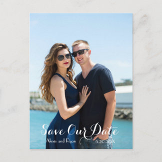 Modern Script Calligraphy SAVE THE DATE Photo Announcement Postcard