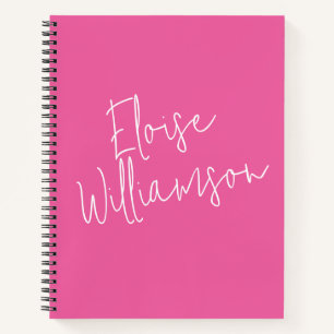 Modern Script Calligraphy Simple Custom Name Pink Notebook