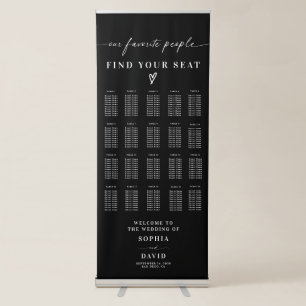 Modern Script Calligraphy Wedding Seating Chart Retractable Banner