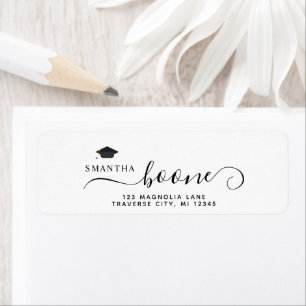 Modern Script Cap graduation return address