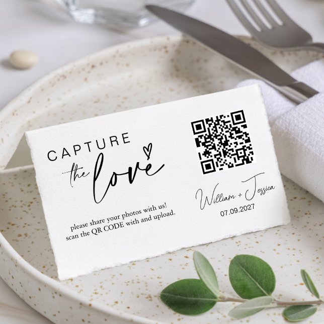 Modern Script Capture The Love QR code card (Creator Uploaded)