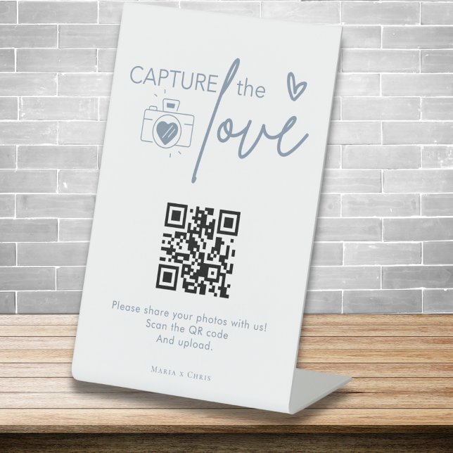 Modern Script Capture The Love QR code  Pedestal Sign (Creator Uploaded)