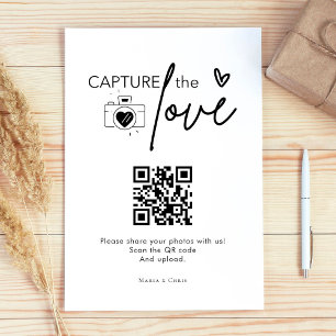 Modern Script Capture The Love QR code  Pedestal Sign