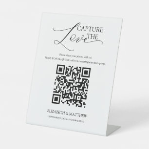Modern Script Capture the Love with QR Code Pedestal Sign
