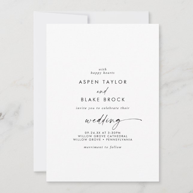Modern Script Casual Couple Hosting Wedding Invitation (Front)