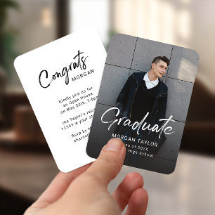 Modern Script Casual Photo Graduation Announcement