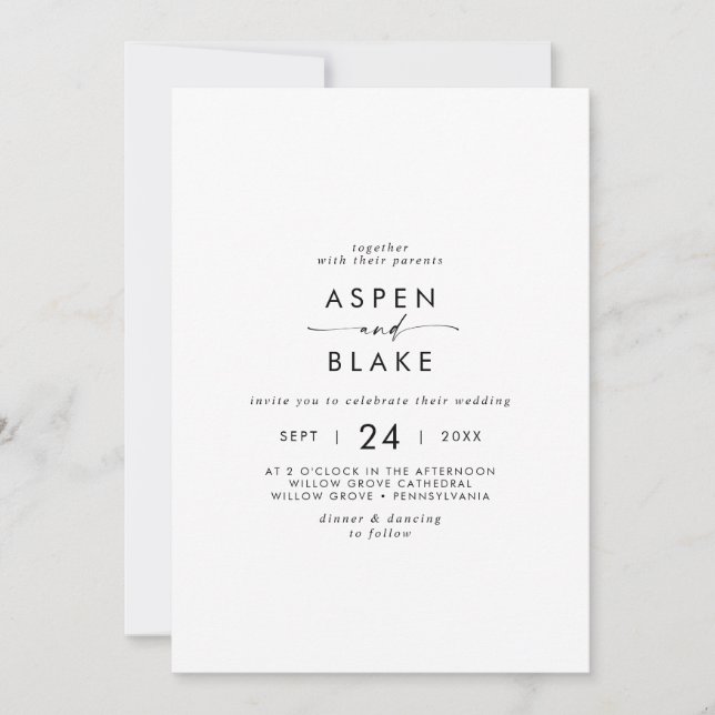Modern Script Casual Wedding Invitation (Front)